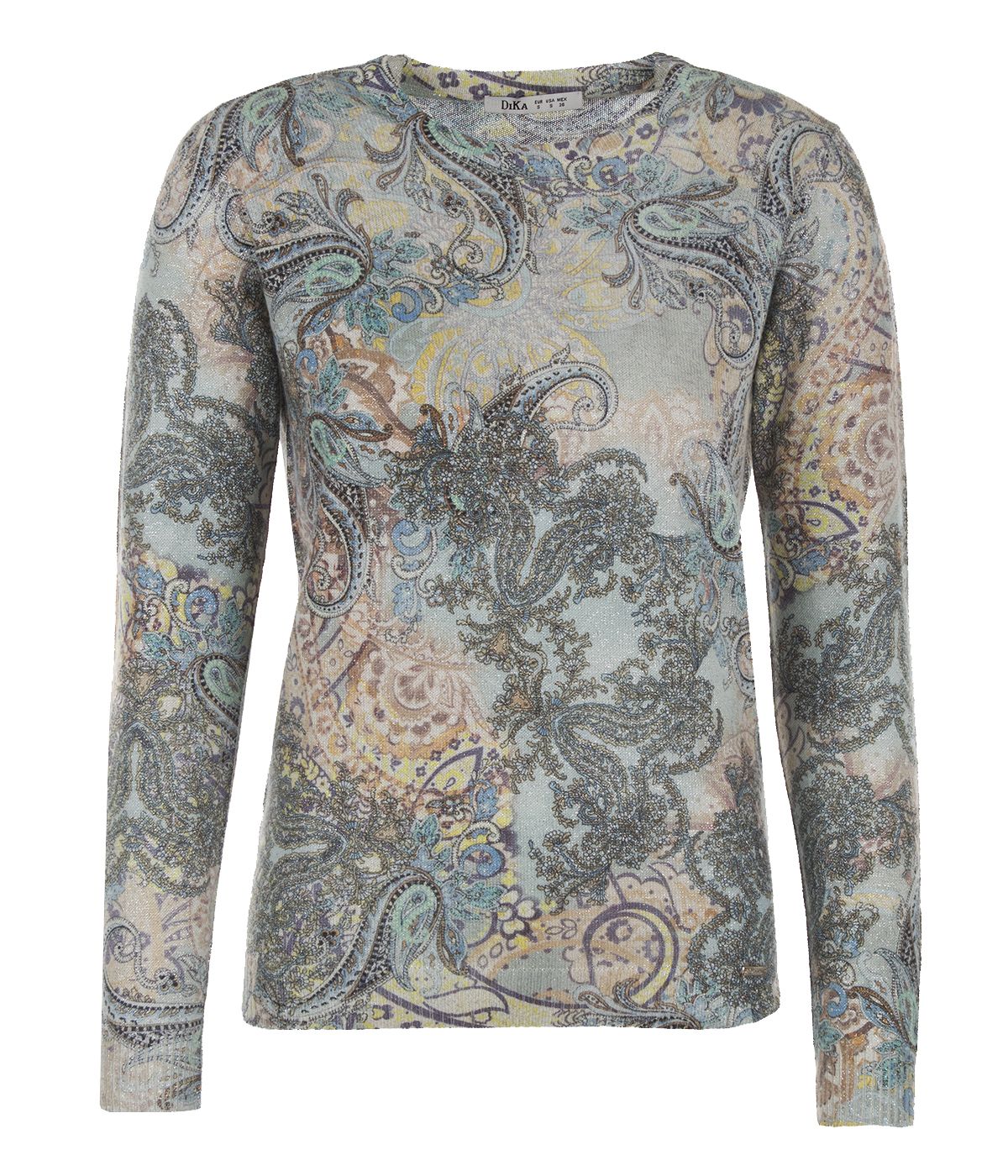 Long-sleeved blouse with paisley print and wool in the composition 0